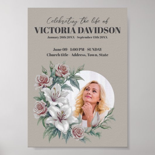 インスタントダウンロード 花のフレーム お葬式 メディア ポスター (正面)