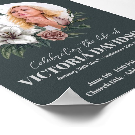 インスタントダウンロード 花のフレーム 葬儀 メディア ポスター (角)