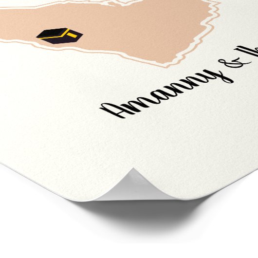 インスタントパーソナライズされたハッジまたはウンラ・ムバラク・イスラム ポスター (角)