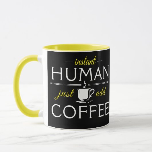 インスタントヒューマン、コーヒーを追加、黄色 マグカップ (左)