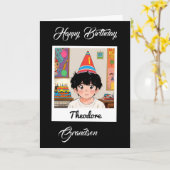 インスタントフォトアニメの子供たちが誕生日を彩る カード (黄色い花)