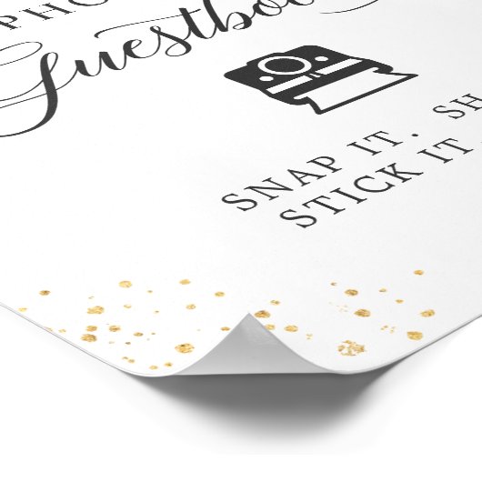 インスタントフォトゲストブックサイン赤面ピンクフローラ ポスター (角)