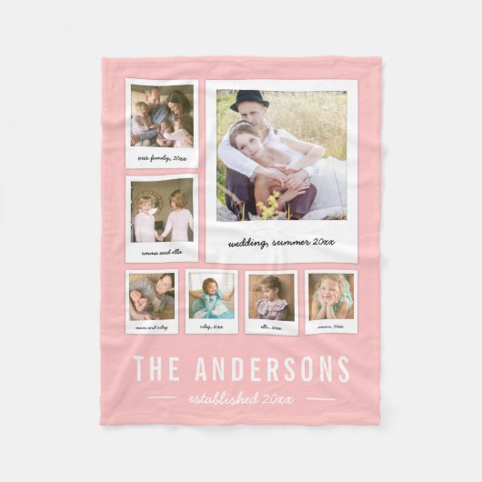 インスタントフォトコラージュ編集可能な背景色 フリースブランケット (正面)