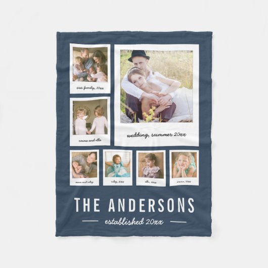 インスタントフォトコラージュ編集可能背景色 フリースブランケット (正面)