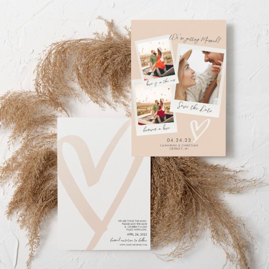 インスタントフォトスタイルの結婚式予告 セーブザデート