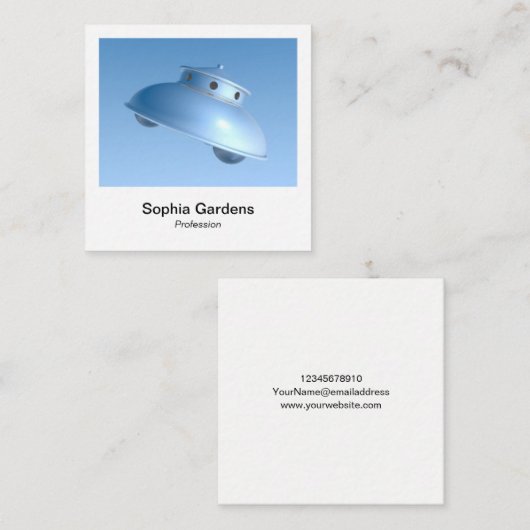 インスタントフォトスタイル-クラシック飛んでいるソーサー スクエア名刺 (正面/裏面)