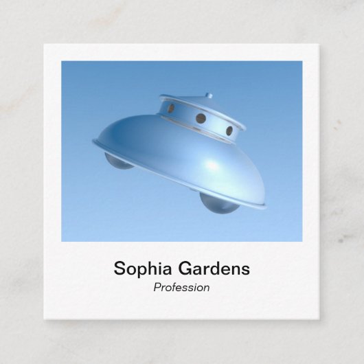 インスタントフォトスタイル-クラシック飛んでいるソーサー スクエア名刺 (正面)