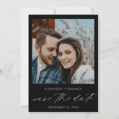 インスタントフォトブラックシック日付を保存 招待状 (正面)