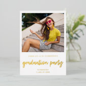 インスタントフォトホワイト2卒業パーティー 箔招待状 (立ち正面)