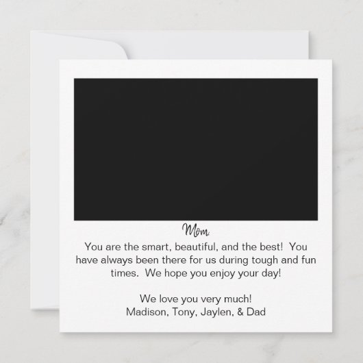 インスタントフォトマザーズデイカード 招待状 (裏面)