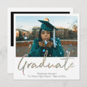 インスタントフォト漸進的シルバーグリッター発表 招待状 (正面/裏面)