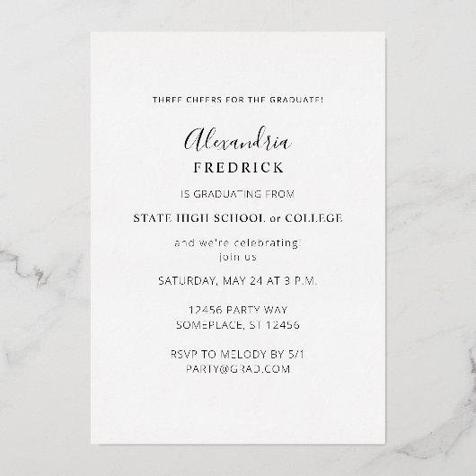 インスタントフォト縦白2卒業パーティー 箔招待状 (裏面)