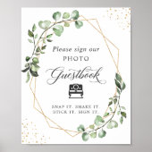 インスタントフォト ゲストブック サイン ジオメトリック ユーカリ (正面)