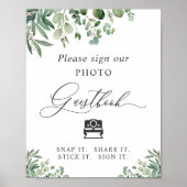 インスタントフォト ゲストブック サイン 緑の葉 ユーカリ (正面)