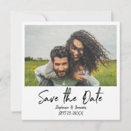 インスタントフォト＆タイポグラフィー Save the Date - ブラック 招待状