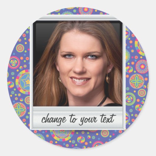 インスタントフォト – パターン付きフォトフレーム ラウンドシール (正面)