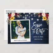 インスタントフォト フラワーブルーウッド Save The Date ポストカード (正面/裏面)