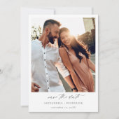 インスタントフォト – ロングホワイトシック日付を保存 招待状 (正面)