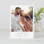 インスタントフォト – ロングホワイトシック日付を保存 招待状 (スタンド正面)