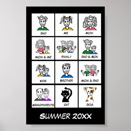 インスタントモダンフォトファミリーのコラージュ |黒 ポスター (正面)