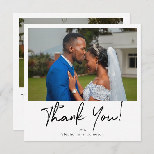 インスタント写真とタイポグラフィサンキューカード- 2枚 招待状 (正面/裏面)