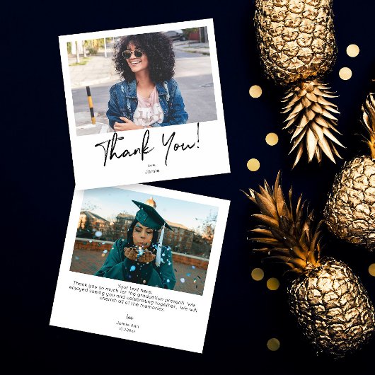 インスタント写真とタイポグラフィサンキューカード- 2枚 招待状