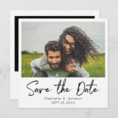 インスタント写真とタイポグラフィ日付の保存プリントV2 招待状 (正面/裏面)