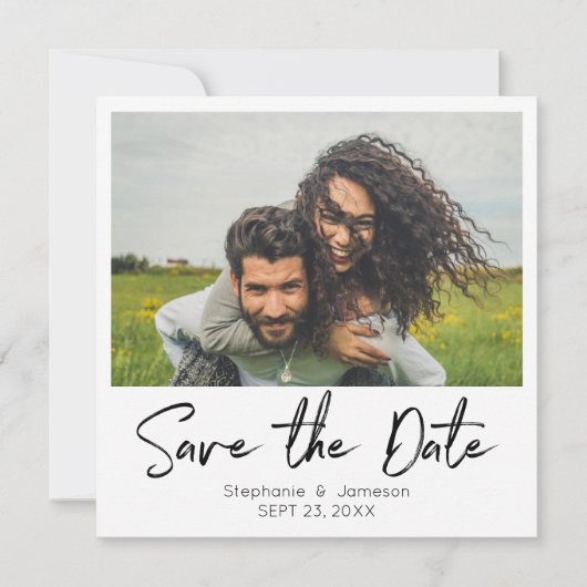 インスタント写真とタイポグラフィ日付の保存プリントV2 招待状 (正面)