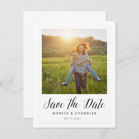 インスタント写真スタイルのSave the Date セーブザデート (正面/裏面)