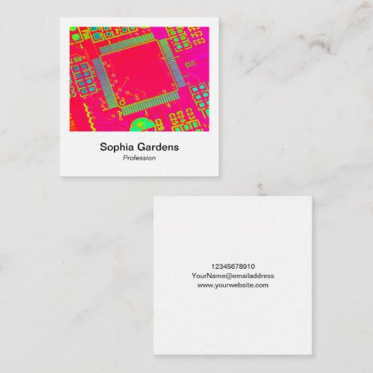 インスタント写真スタイル-カラフル抽象芸術回路 スクエア名刺 (正面/裏面)