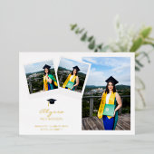 インスタント写真数々の3卒業記念フォイル発表 箔招待状 (立ち正面)