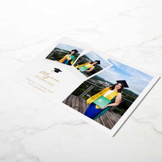 インスタント写真数々の3卒業記念フォイル発表 箔招待状 (回転した状態)