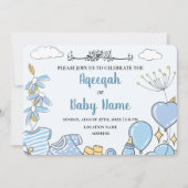 インスタント編集可能男の赤ちゃんAqeeqah招待状カード 招待状 (正面)