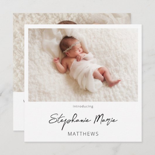 インスタント2枚の写真の誕生のお知らせ3 招待状 (正面/裏面)