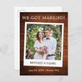 インスタント・カメラ・フォト・ウッ結婚ドの発表 ポストカード (正面/裏面)
