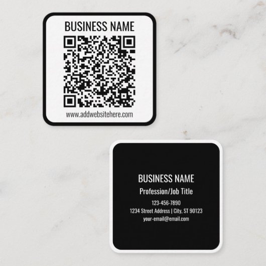 インスタントQRコード(変更するWebサイトのURLを入力) スクエア名刺 (正面/裏面)