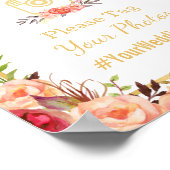 インスタ結婚グラム徴候 |オレンジ素朴色の金ゴールドフローラ ポスター (角)