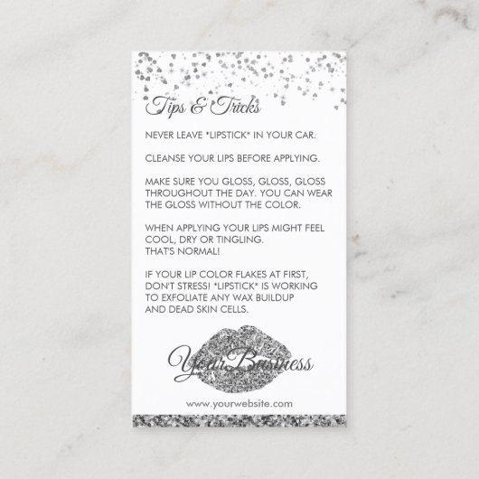 インストラクションのリップアプリケーションのヒントのトリックの構成 名刺 (裏面)