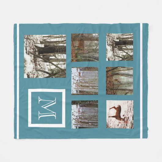 インストール写真カスタムコラージモノグラム フリースブランケット (正面(横))
