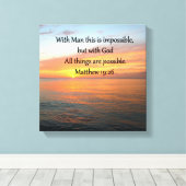 インスパイアのマタイ19:26日の出デザイン キャンバスプリント (インサイチュ (ウッドフロア))