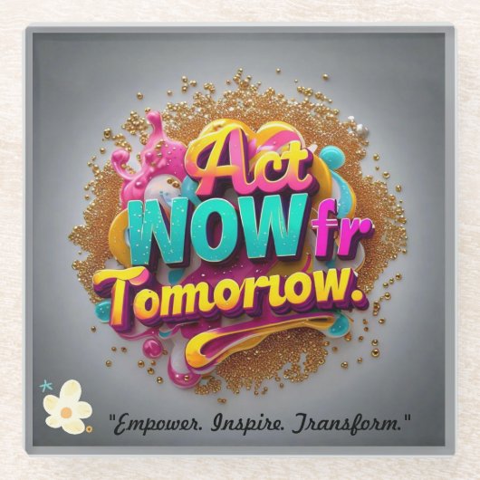 「インスパイアの前向き変化」 ガラスコースター (正面)