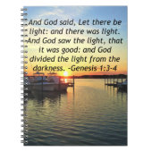 インスパイアの夕日の創世記1:3写真デザイン ノートブック (正面)