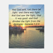 インスパイアの夕日の創世記1:3写真デザイン フリースブランケット (正面)