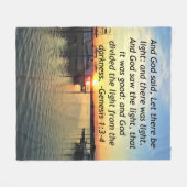 インスパイアの夕日の創世記1:3写真デザイン フリースブランケット (正面(横))