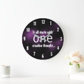 インスパイアの引用文クリエイティブダークパープルデザイン ラージ壁時計 (ホーム)