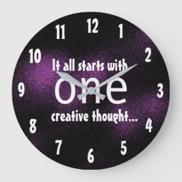 インスパイアの引用文クリエイティブダークパープルデザイン ラージ壁時計