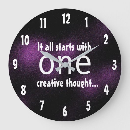 インスパイアの引用文クリエイティブダークパープルデザイン ラージ壁時計 (正面)