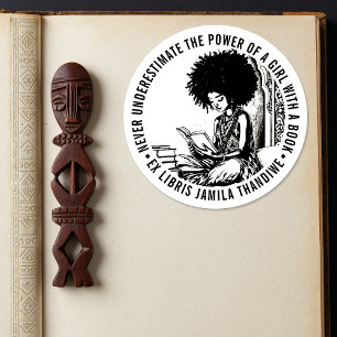 インスパイアの「女の子の力」Ex Libris蔵書票 ラウンドシール