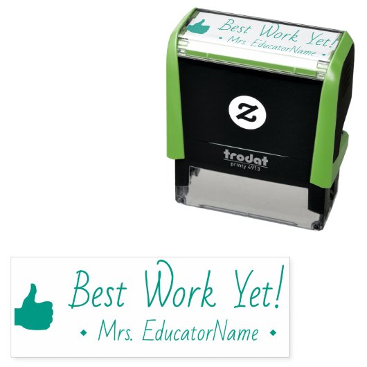 インスパイアの「最高のWork Yet!」 +カスタム講師の名前 セルフインキングスタンプ (インサイチュ)