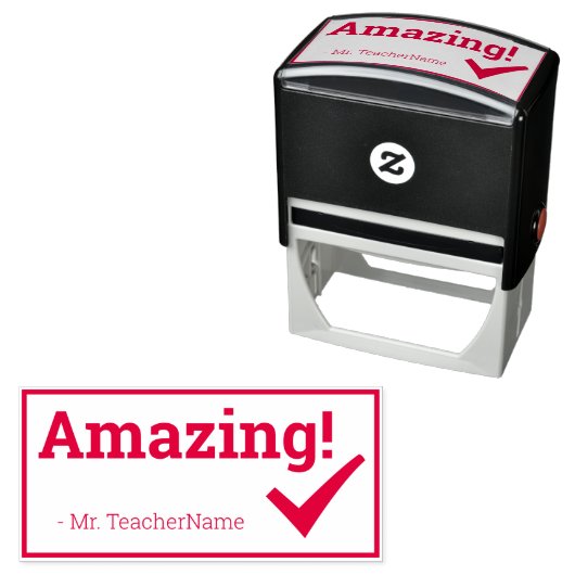 インスパイアの「素晴らしい!」 +先生名ラバースタンプ セルフインキングスタンプ (インサイチュ)